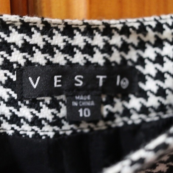 Vesti Black White Houndstooth Pencil Skirt Career Academia Style Size 10 - Picture 9 of 10